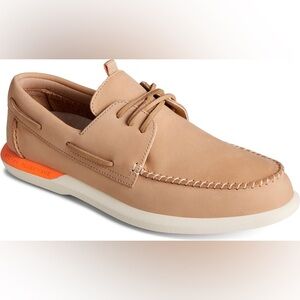 Sperry Light Brown Boat Shoes with Orange Detail